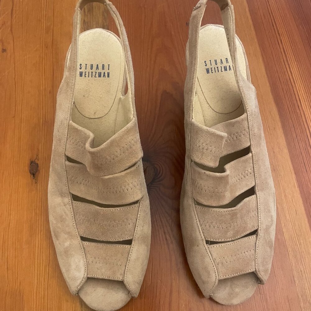 Stuart Weitzman Beige Suede Wedges 7 1/2